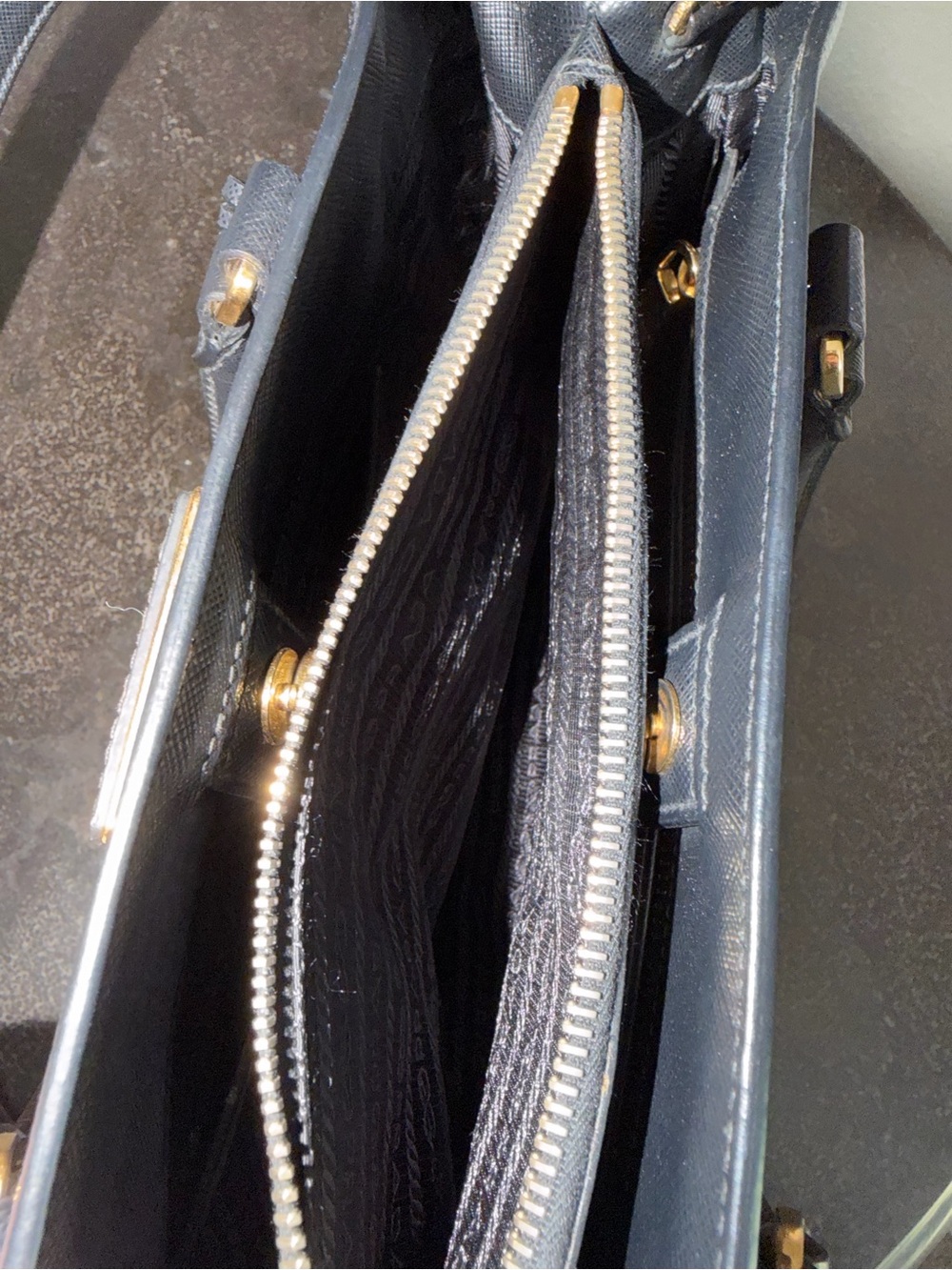 Prada Black Saffiano Leather Killer Bag with Gold Hardware - Pre-Loved - Picture 12 of 15